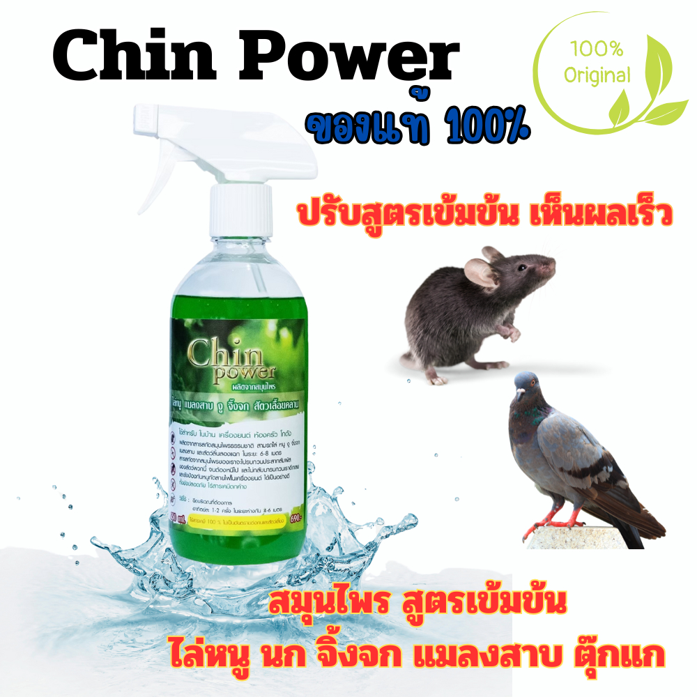 ไล่หนู ไล่นก แมลงสาบ จิ้งจก ตุ๊กแก งู สเปรย์ chin power ไปถาวร ขนาด450 ml ต่อขวด ของแท้100%