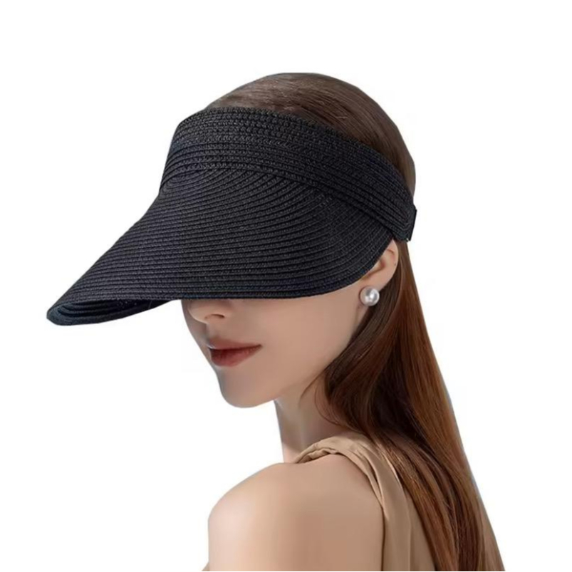 หมวกสานครึ่งหัว Visor สีพื้น เนื้อสานธรรมชาติสไตล์เกาหลี หมวกเที่ยวทะเล  พร้อมส่งจากไทย!!!️️ A137