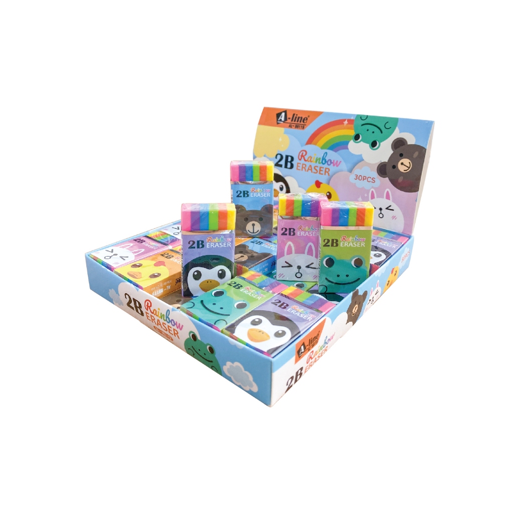 A-Line ยางลบสายรุ้ง (ชุด 30 ชิ้น/กล่อง) เอ-ไลน์ ยางลบ สายรุ้ง ลบง่าย ลบดินสอ 2B ลบสะอาด (AL-99119)