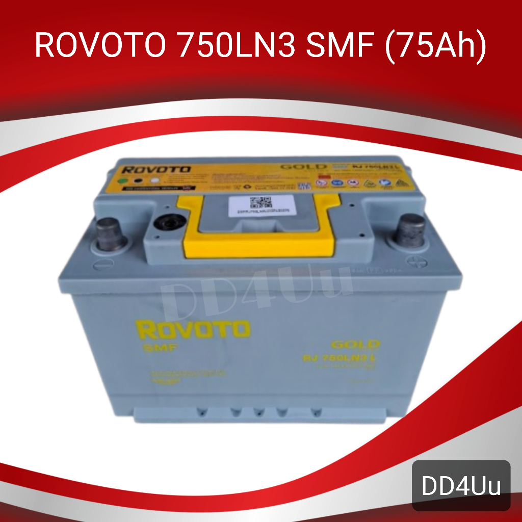 แบตเตอรี่ ROVOTO 750LN3 SMF (LN3) DIN 75แอมป์ แบตแห้ง แบตขั้วจม โรโวโต้