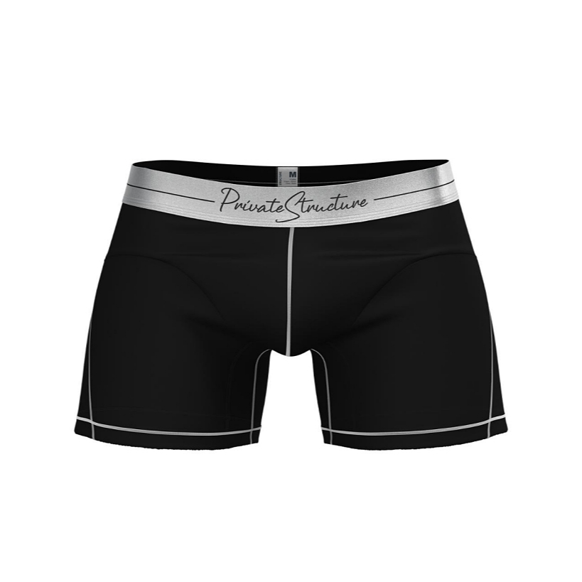 Private Structure กางเกงชั้นในชาย รุ่น Tencel Mid Waist Boxer Brief - White Mix Velvet Black [4381]