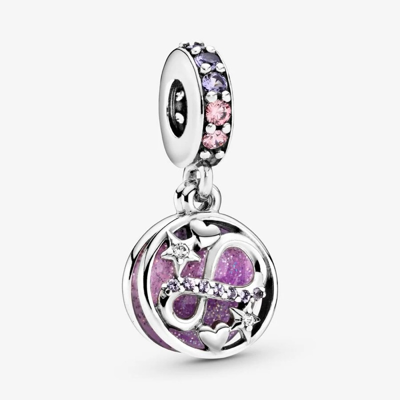 (ของแท้ พร้อมส่ง ) Pandora Purple Infinity Dangle แพนโดร่ากำไลข้อมือติ้งอินฟินิตี้ม่วง ของแท้ มือหนึ่งทุกชิ้น