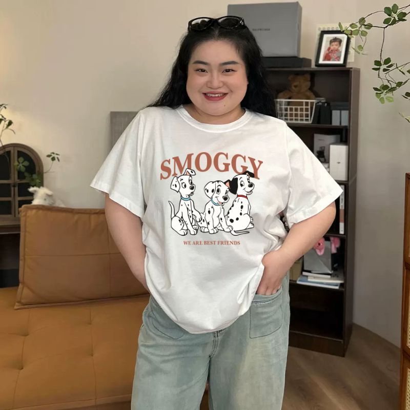 TeddyTee เสื้อยืด oversize สาวอวบ พลัสไซส์ สกรีนลายการ์ตูนหมา ผ้าคอตตอน100% ใส่สบาย สไตล์เกาหลี มินิมอล น่ารักมาก