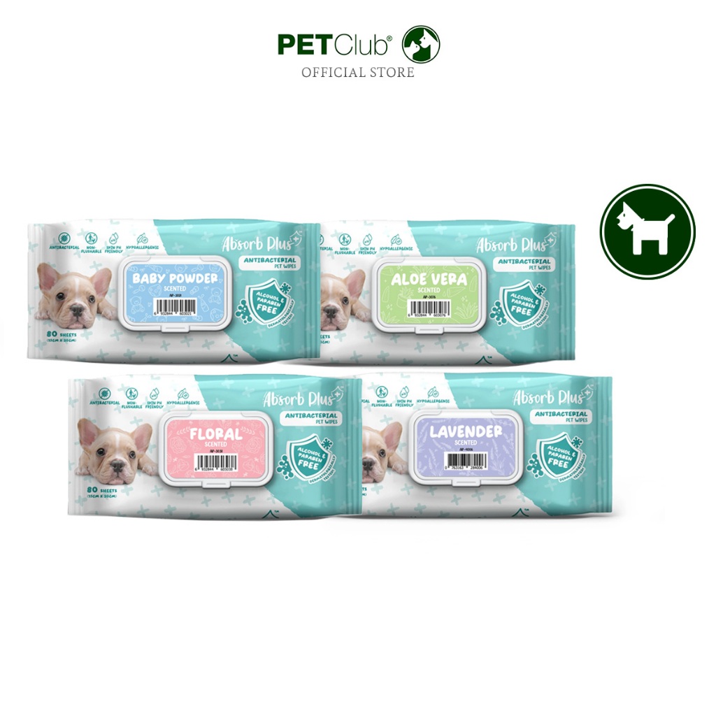 [PETClub] Absorb Plus Anti-Bacterial Pet Wipes - ทิชชู่เปียกสัตว์เลี้ยง สูตรยับยั้งแบคทีเรีย (2ชิ้น 259.-)