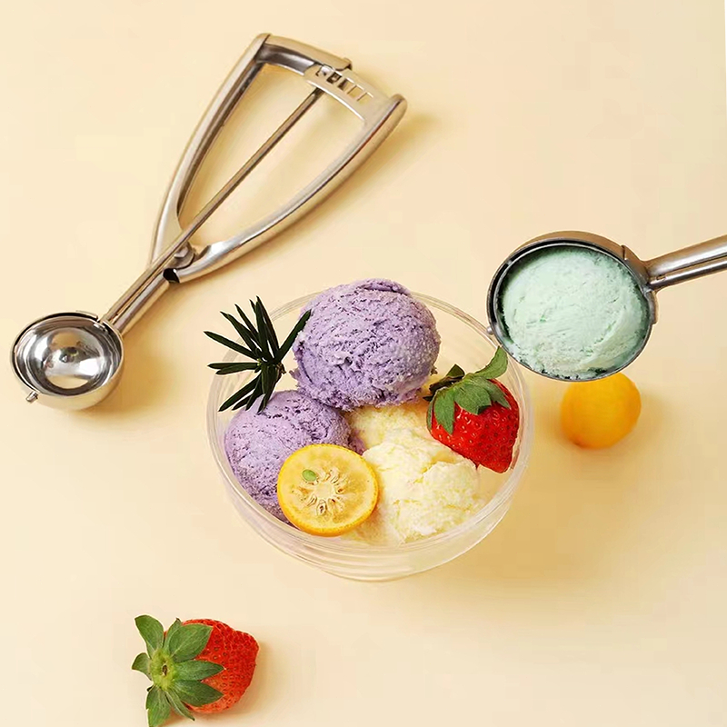 ที่ตักไอศครีม สกูปตักไอติม ช้อนตักกว้าง 4-5-6 ซม สแตนเลสแท้ ที่ควักผลไม้ ที่ตักคุกกี้ ทนทาน Ice Cream Scoop - รูปที่ 4