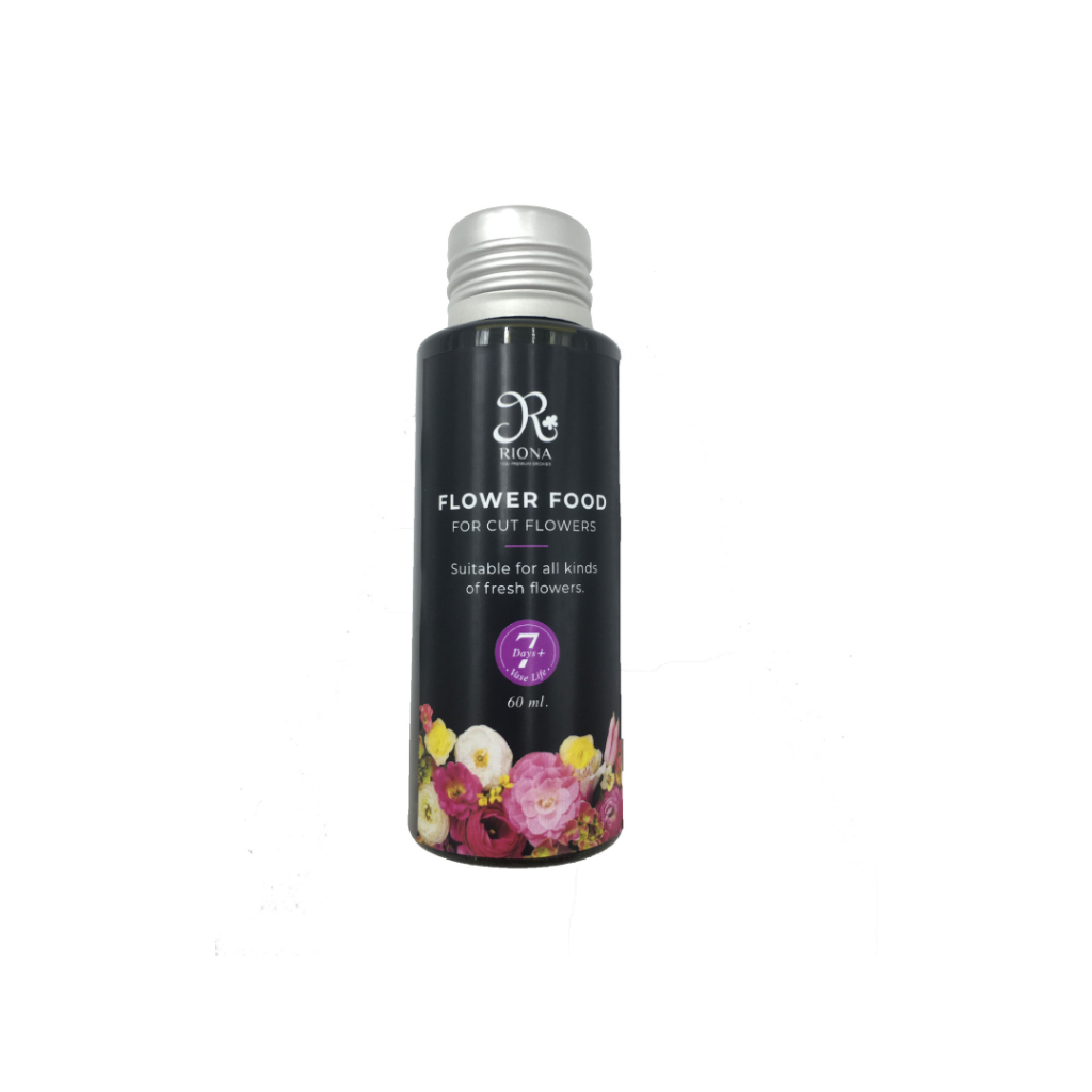RIONA สารยืดอายุดอกไม้ ดอกไม้ในแจกัน บานสวยเปล่งเจิดจรัสยาวนานกว่าที่เคย อาหารดอกไม้สด ชนิดน้ำ 60 ml