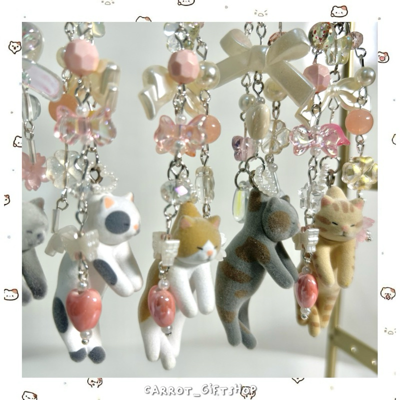 Limited Cat Phone charm สายห้อยมือถือจี้น้องแมวจากญี่ปุ่น พร้อมจี้ลูกปัดงานHandmadeลิมิเตทที่ร้านCarrotgiftshopเท่านั้น