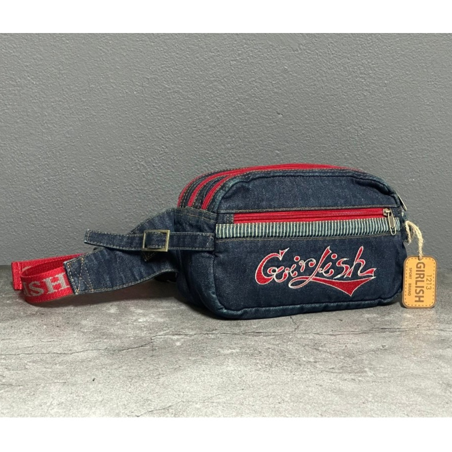 AEIOU No.294 Girlish กระเป๋ายีนส์ ทรงคาดอก/คาดเอว รุ่น RIW SPORT สินค้าลิขสิทธิ์แท้