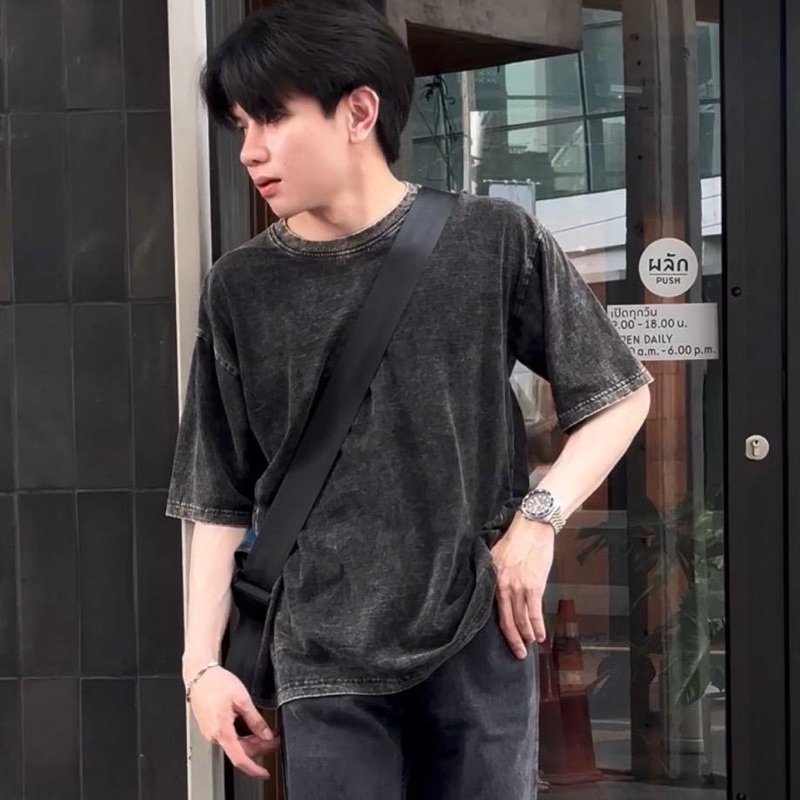 เสื้อยืดฟอก สไตล์เกาหลี เนื้อผ้านิ่มใส่สบาย ผู้หญิง-ผู้ชายใส่ได้