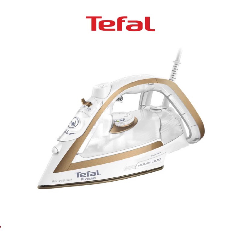 TEFAL PUREGLISS เตารีดไอน้ำ รุ่น FV8042 FV8042E0 กำลังไฟ 2,900 วัตต์ สีขาว-ทอง