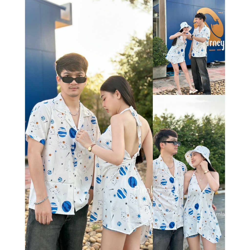 【PIMLAPAT】 PLP 053 ชุดเซทคู่ 3ชิ้น  คนมีคู่ต้องมีติดตู้น้า #เสื้อคู่รัก #เสื้อคู่แฟน #ชุดเที่ยวทะเล