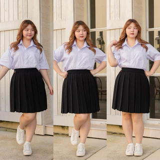 🔸ไซส์ใหญ่🔸กระโปรงนักศึกษาพลีท กระโปรงพลีทไซส์ใหญ่ XL-XXL เอว32-50 จีบเล็ก/จีบทวิท (ผ้าห่างกระรอกอัดกรีบมาแล้ว💕)
