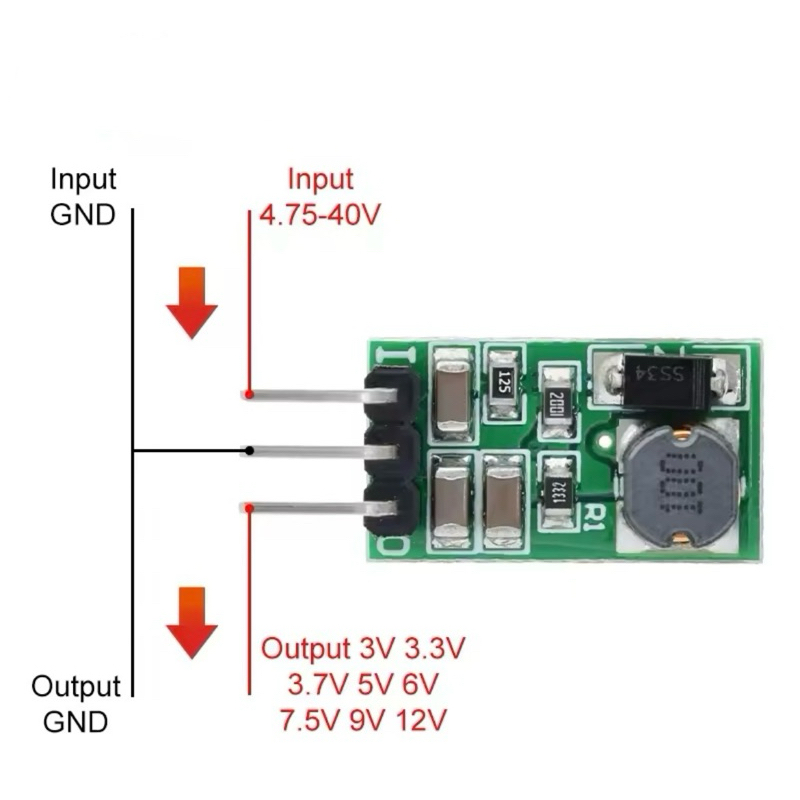 TZT DD4012SA 1A DC 5-40V to 12vdc DC-DC Step-Down Buck Converter Module Board