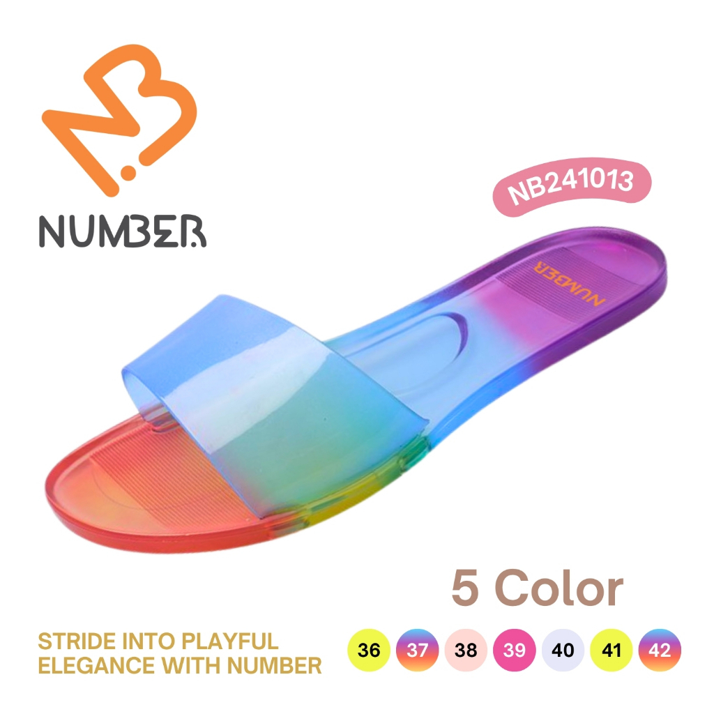 รองเท้าแตะยางเจลลี่ใส แบบสวม น่ารัก 5 สีใส ส้นแบน ใส่สบาย