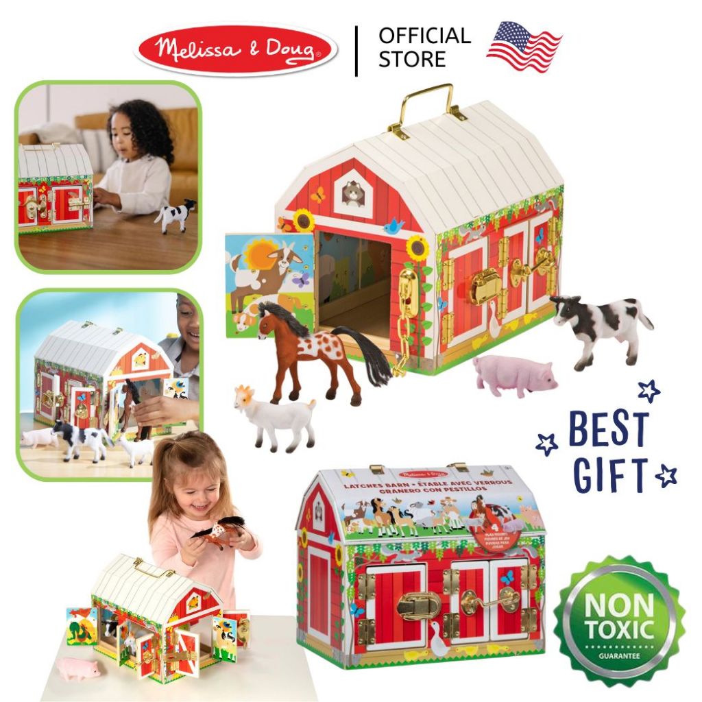 (ของแท้ USA) ของเล่นฝึกเปิดปิดกลอนชนิดต่างๆ ทักษะจำเป็น Latches Barn Melissa & Doug พกพาสะดวก 2564