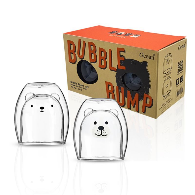 ชุดแก้วน้ำสองชั้น BUBBLE BEARS SET - Polar Bear & Grizzly Bear แพ็ค 2 ใบ ความจุ 250 ml.