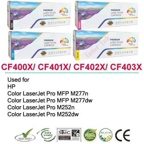 หมึกพิมพ์ CF400X / CF401X / CF402X / CF403X (201X) สีดำ/ สีฟ้า/ สีเหลือง/ สีแแดง Color Box