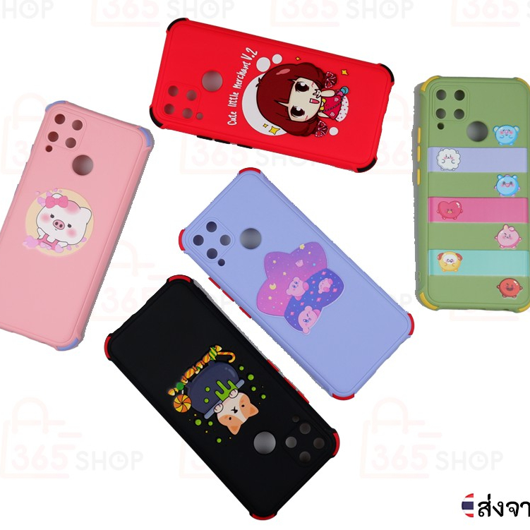 เคส สำหรับ Realme C15 C12 C25 เคสซิลิโคนนิ่ม กันกล้อง กันมุม สีพาสเทล สกรีนลาย การ์ตูน