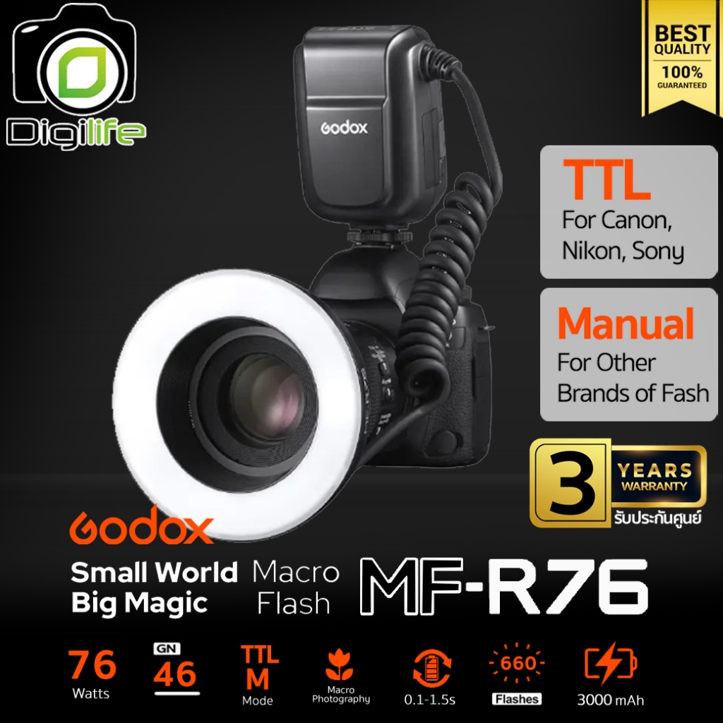 Godox Flash MF-R76 Dental & Macro Ring Flash 76W TTL, Manual - รับประกันศูนย์ Godox Thailand 3ปี