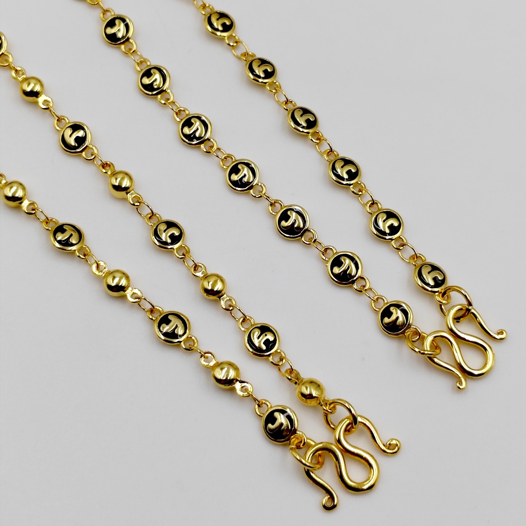สร้อยคอนะโมเม็ดเต็ม ขนาดเม็ด ลงยาดำ หัวนะโม งานนะโม  สร้อยทอง สี24k ไม่ลอกไม่ดำ ใส่อาบน้ำได้ปกติ