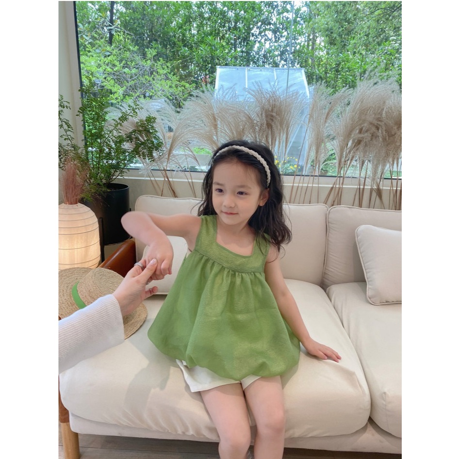 jqk ชุดเซ็ต 2 ชิ้น เสื้อ+กางเกง เด็กผู้หญิง (สี เขียว/ชมพู) รุ่น LL064