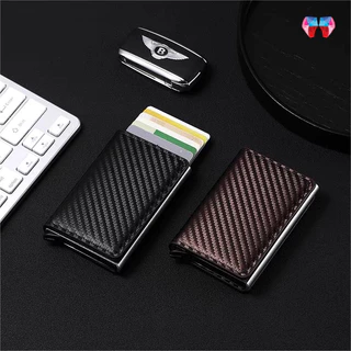 กระเป๋าสตางค์ RFID กระเป๋าสตางค์ หนังPU ใส่บัตรได้อัตโนมัติ สําหรับผู้ชาย แบบบาง ป้องกันขโมย ใส่บัตรได้ แบบสากล
