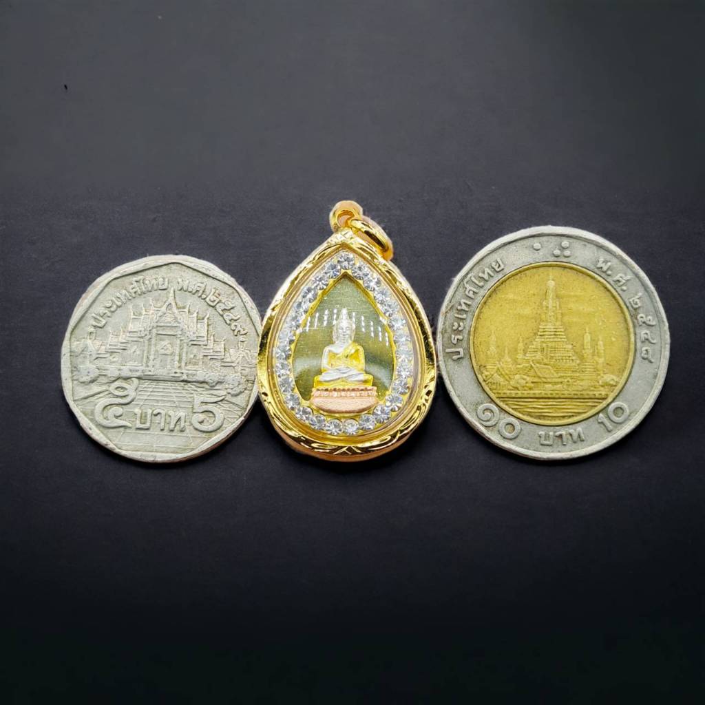 จี้พระประจำวันเกิดหยดน้ำล้อมเพชรCzหลังเป็นหลวงปู่ทวด องค์ใหญใส่กับ1-2บ  สวยๆ จี้หุ้มเศษทองหุ้ม96.5 กรอบพรีเมี่ยม สวยมากๆ - รูปที่ 6