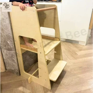 Montessori wooden Learning Tower Lite (Kitchen Helper Tower ) 3 L Height Adjustable มอนเตสซอรี่ บันไดสำหรับเด็ก ไม้จริง