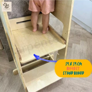 Montessori wooden Learning Tower Lite (Kitchen Helper Tower ) 3 L Height Adjustable มอนเตสซอรี่ บันไดสำหรับเด็ก ไม้จริง