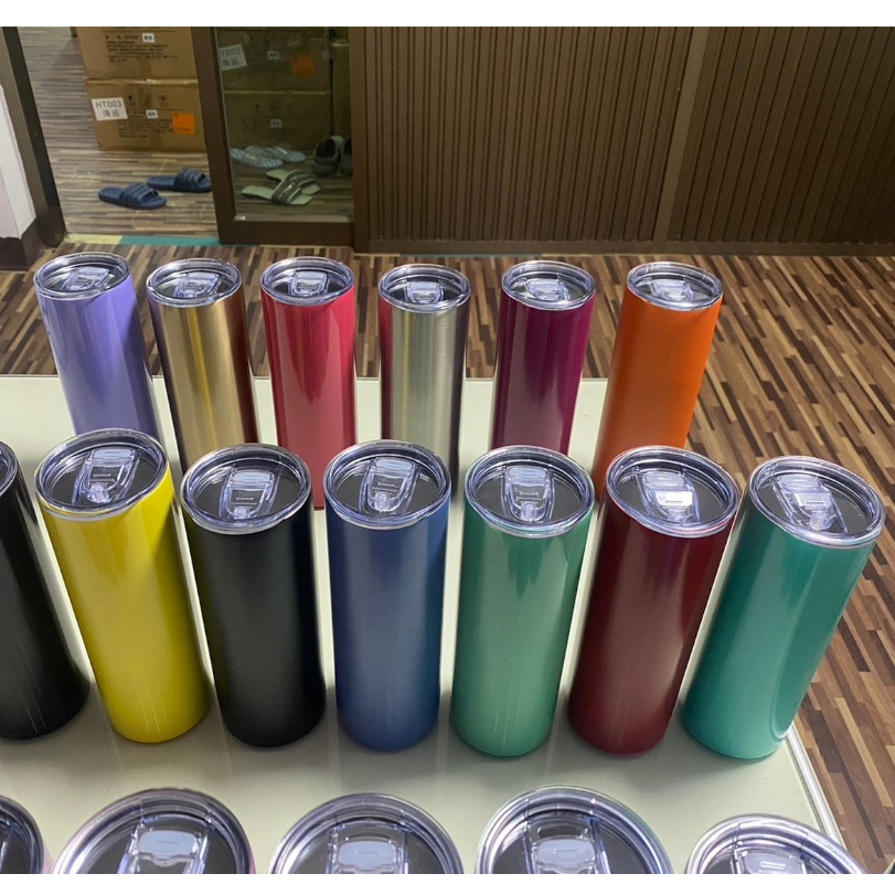 แก้วเก็บอุณหภูมิทรงกระบอก ลาย COFFEE สีล้วน 650ML. พร้อมฝาสไลด์เปิด-ปิด แถมหลอดใส่ที่วางแก้วในรถได้