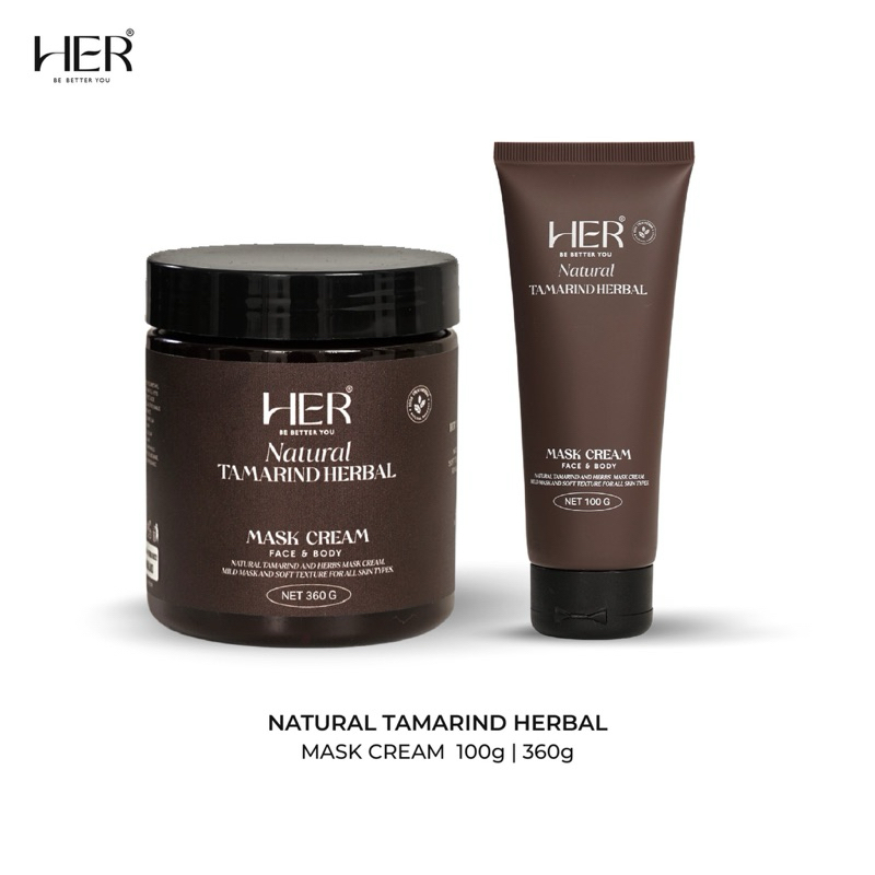 Her Natural Tamarind Mask Cream ครีมมะขามแท้ พอกหน้า ขัดผิวขาว ลดรอยสิว รอยดำ (Face & Body)