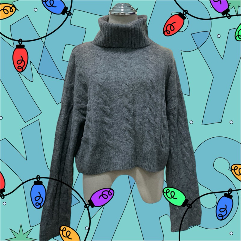 เสื้อครอปสเวตเตอร์ คอปีน มือสอง แบรนด์ GU