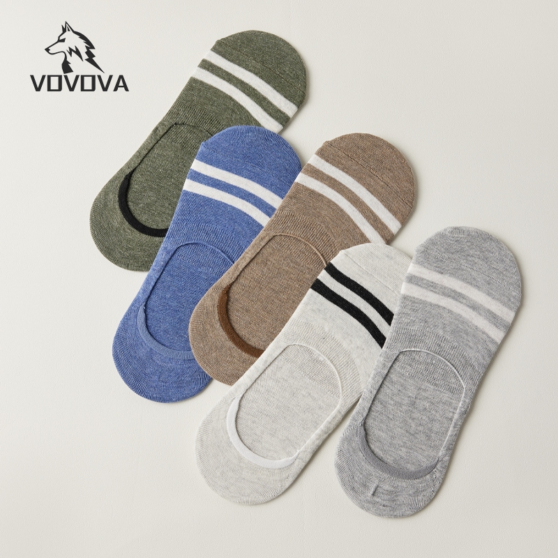 VOVOVA【ห้า คู่】ถุงเท้าสองส่วนแบบมีลายสายแถบ สีเด่น ระบายอากาศดีแฟชั่น ถุงเท้าข้อสั้นลายน่ารัก เนื้อผ้านุ่ม