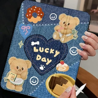 🚀จัดส่งทันที🚀เคสไอแพด ผ้าเดนิม Pro13 Air8 Gen11 Air7/6 ButterBear เคส iPad อะคริลิคหมุนได้ 360 mini7
