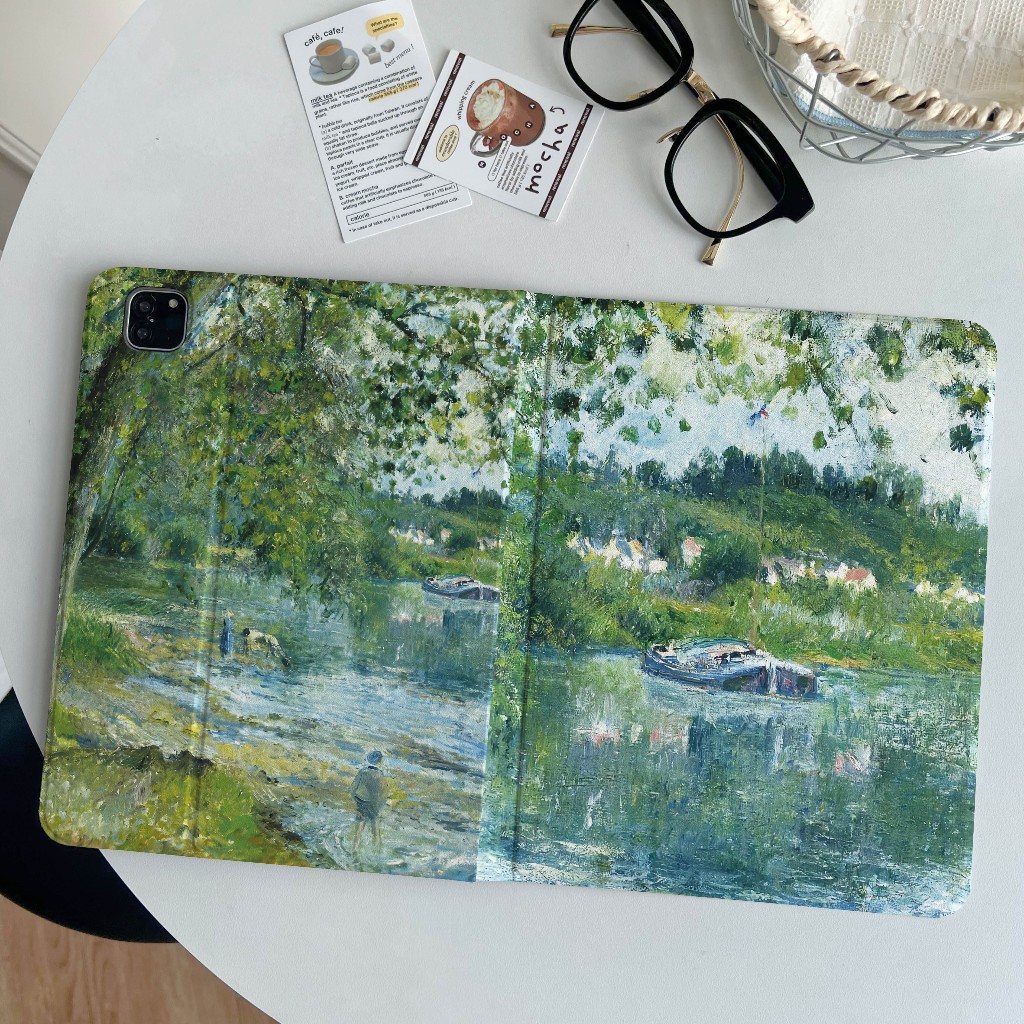 ออกให้ 24 ชม case iPad Air6 11 pro11 2024 MINI7 ที่ใส่ปากกา ภาพวาดสีน้ำมันลำห้วย เคสไอแพด Air5 Gen9
