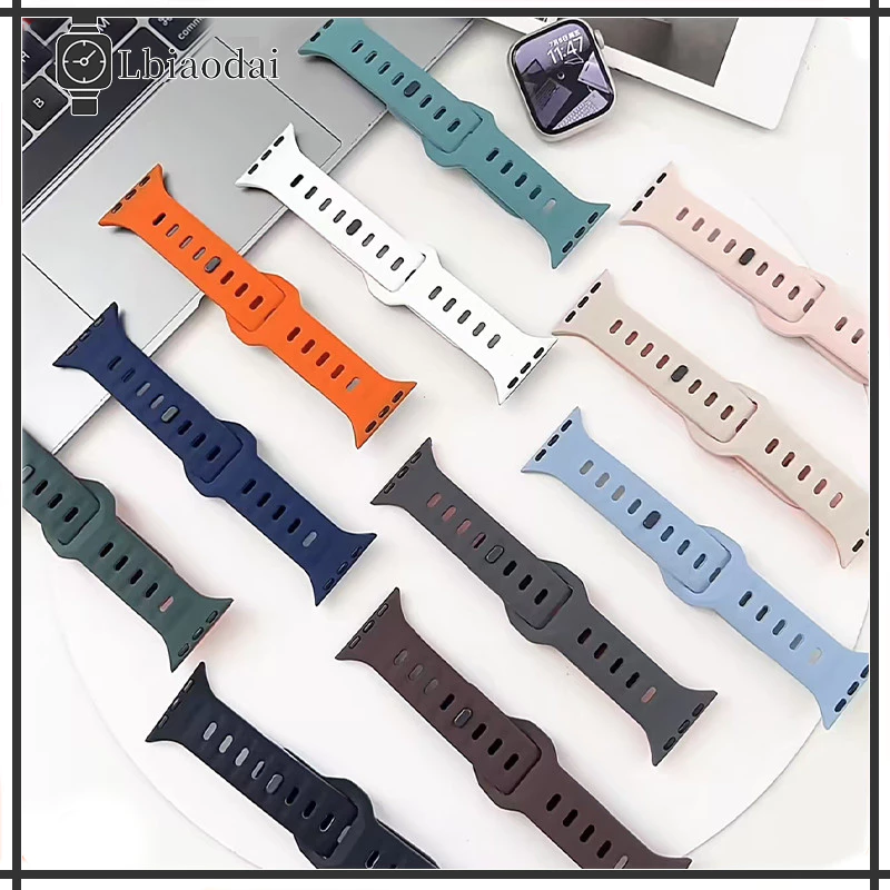 ซิลิโคนสายกีฬา IWatch Ultra/SE 3 2/Ultra 49mm 46mm 41mm Series 11 10 9 8 7 6 5 4 3 2 1 Iwatch 44mm 40mm 42mm 38mm