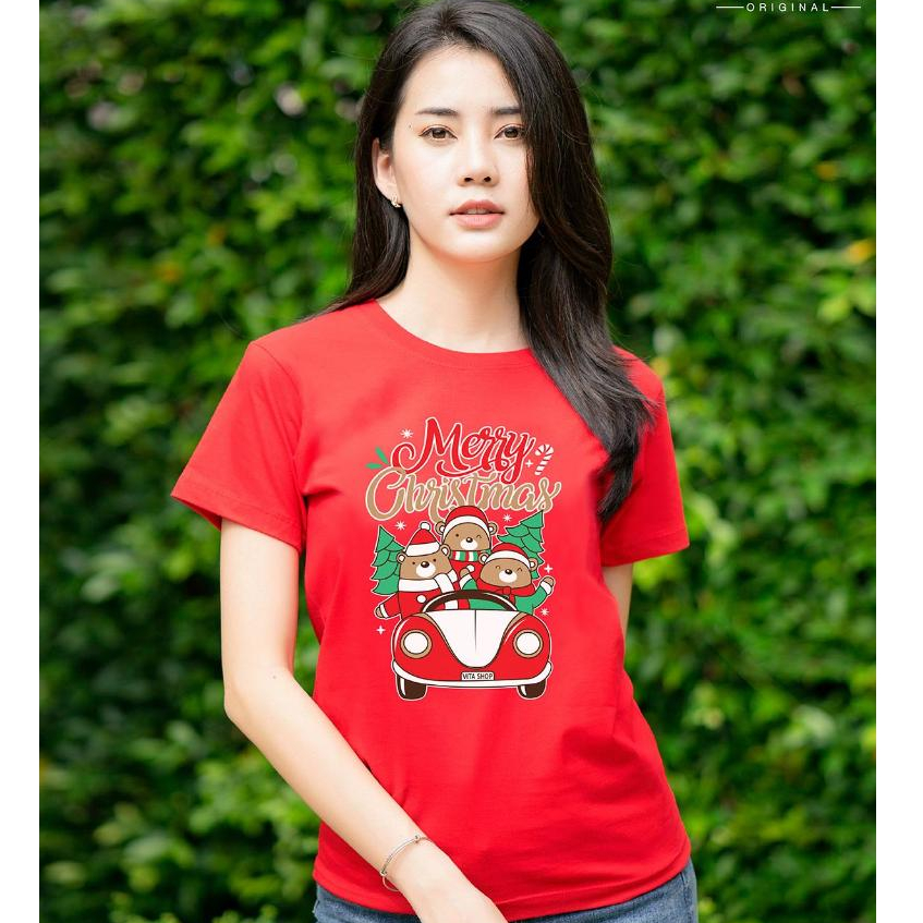 เสื้อคริสต์มาส ปีใหม่ | Merry Christmas ครอบครัวหมี 15 | ผ้าคอตตอนเนื้อนุ่ม ทรงตรงใส่ได้ทั้งชายหญิง พร้อมส่ง Vitashop