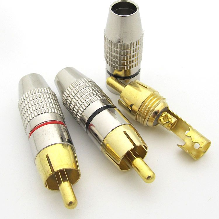 หัวRCA DIYY ตัวผู้ 1 ชิ้น Solder-free gold-plated RCA สำหรับสายสัญญาณเสียง