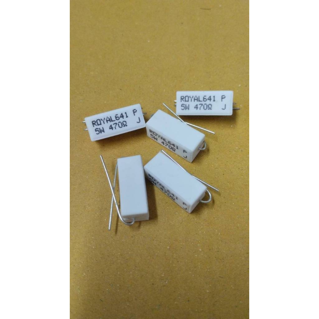 0001318 ตัวต้านทาน Rกระเบื้อง 5W Resistor 470 Ω (โอห์ม) เเพ็ค 5 ตัว