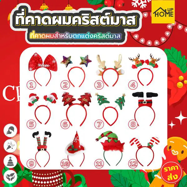 ที่คาดผม แว่นตาเทศกาล คริสต์มาส ที่คาดผม อุปกรณ์ปาร์ตี้ปีใหม่ ตกแต่งคริสต์มาส Christmas /HomeUP