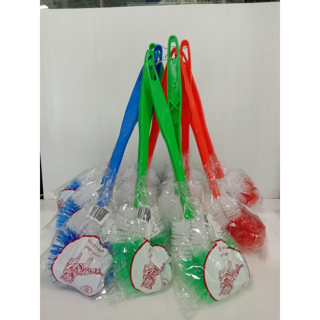 เเปรงขัดห้องน้ำ เเปรงขัดส้วม ตราเสือ ยกโหล12ชิ้น คละสี