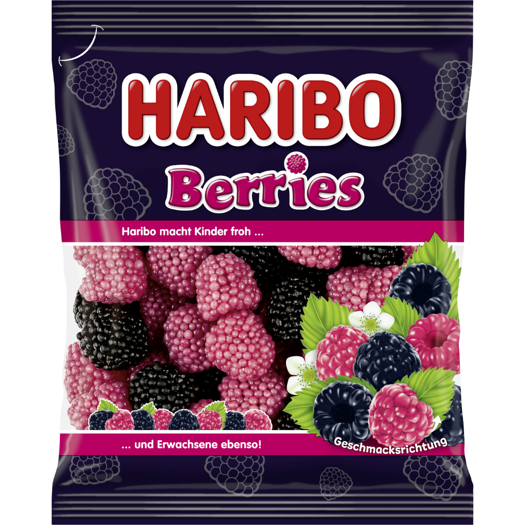 Haribo Berries 175g Chewy, crunchy berry candy ฮาริโบ เบอร์รีส์ ขนมเบอร์รีเคี้ยวหนึบ กรอบนอก