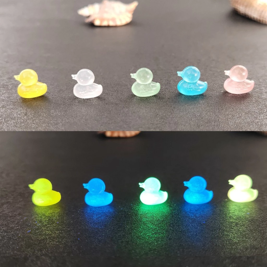 Mini Luminous ตุ๊กตาเป็ดน้อยเรซิ่น ของเล่นสุ่มตัวเลขตกแต่งบ้าน