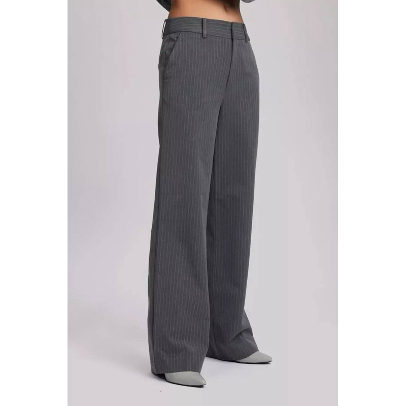 asos กางเกงขายาว ตะขอซิป สีเทา