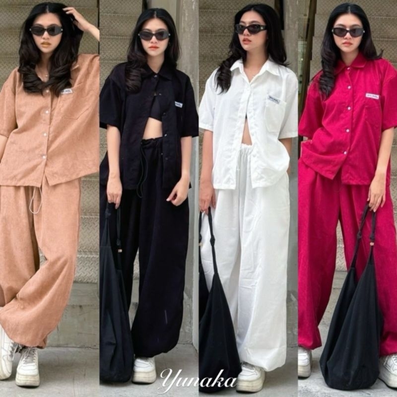 เซทเสื้อเชิ้ตแขนสั้น ผ้าลูกฟูก
