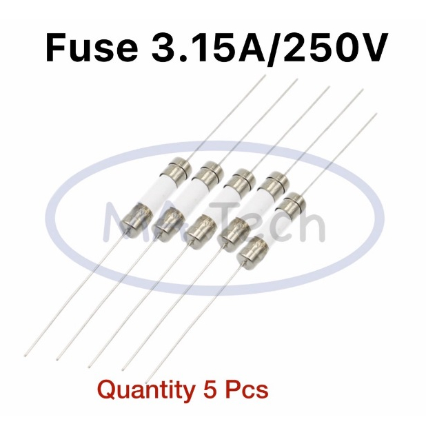 Fuse 3.15A250V ฟิวส์ 3.15A250V ฟิวส์เซรามิก 3.15A/250V Fuse Ceramic 3.15A ฟิวส์หางหนู 1 ชุด มีจำนวน 