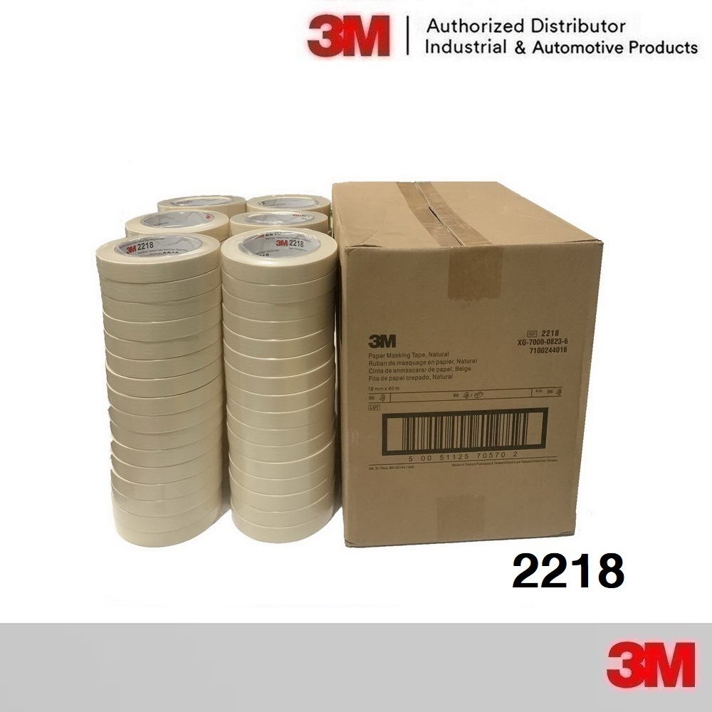 เทปกระดาษกาวย่นสีขาว18 มมx40 เมตร (x96ม้วน) 3M 2218 Paper Masking Tape