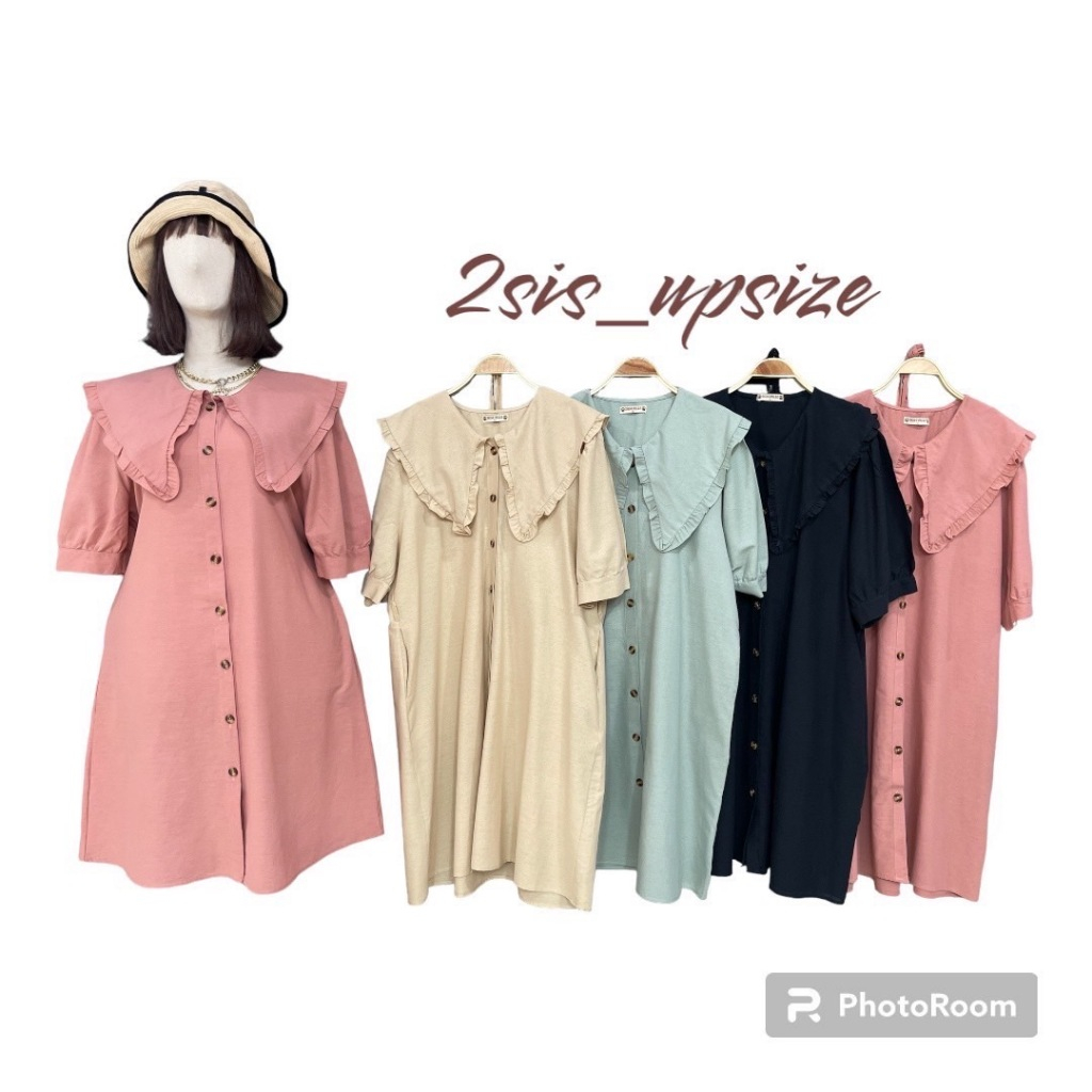 เดรสบาร์บี้แขนสั้นสไตล์มินิมอล  เนื้อผ้าคัตตอลลินิน สไตล์ มินิมอล งานใส่สบาย   ใส่ทำงานก็ดีMอก50L54นิ้ว - รูปที่ 5