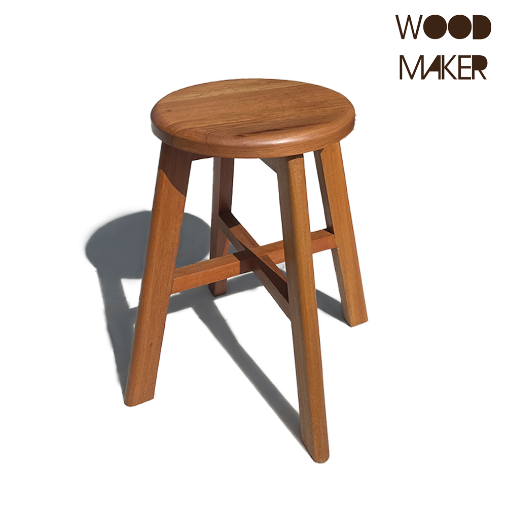 Woodmaker Rustic Solid Wood Stool ; เก้าอี้สตูลไม้สไตล์รัสติก งานไม้คุณภาพสูง เฟอร์นิเจอร์ไม้แท้