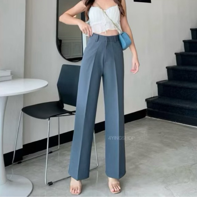 กางเกงทรงกระบอก สีเทาควัน ไม่มีตำหนิ ใหม่มาก สีสวยผ้าดีมาก ตัดเย็บดี จากร้าน 4Yingshop